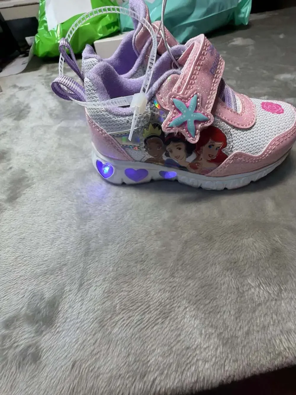 Disney Princess Toddler Girls Light-Up Athletic Sneakers with Hook and Loop Stra